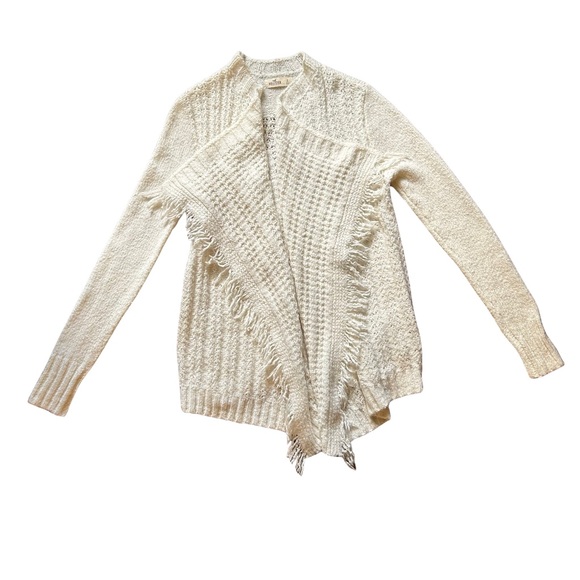 Hollister Cream/White Cardigan Wrap Sweater Size Small - Picture 1 of 2
